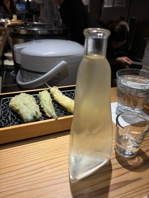 天ぷらと寿司18坪 - 晩酌セットの天ぷらと、追加した地酒