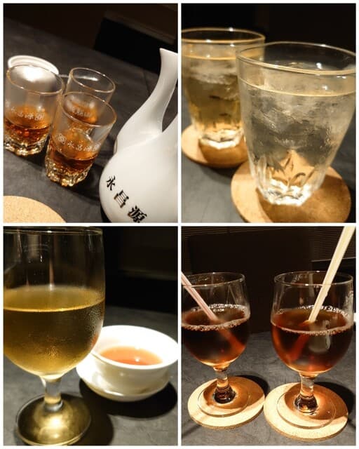 中国料理ロドス - 紹興酒(デキャンタ)1,500円、杏露酒ソーダ割り800円、桂花陳酒水割り800円、ウーロン茶500円×2、ジャスミン茶500円✨最後は温かいお茶が提供されます♪