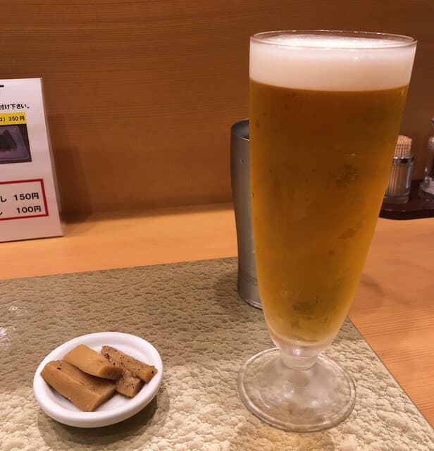 なにわ 麺次郎 - 生ビールとおつまみメンマ