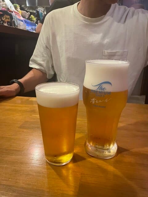 中華バル 藍天 - 生ビール（プレモル香るエール）大と中