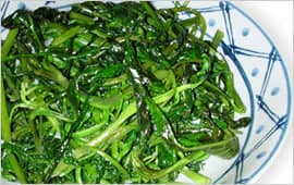 麻辣王豆腐 - 空芯菜炒め