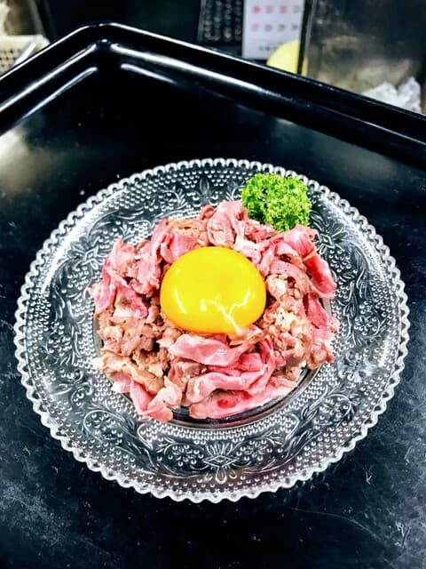 そば善 - コース料理　ローストビーフユッケ風
