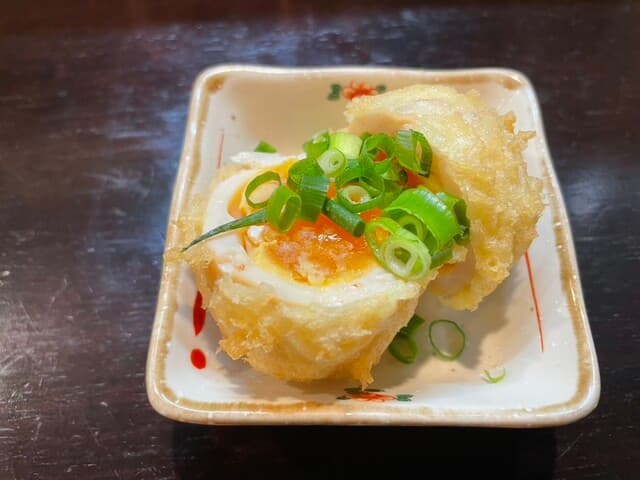 酒場  夏目 - お通し　卵の天ぷら