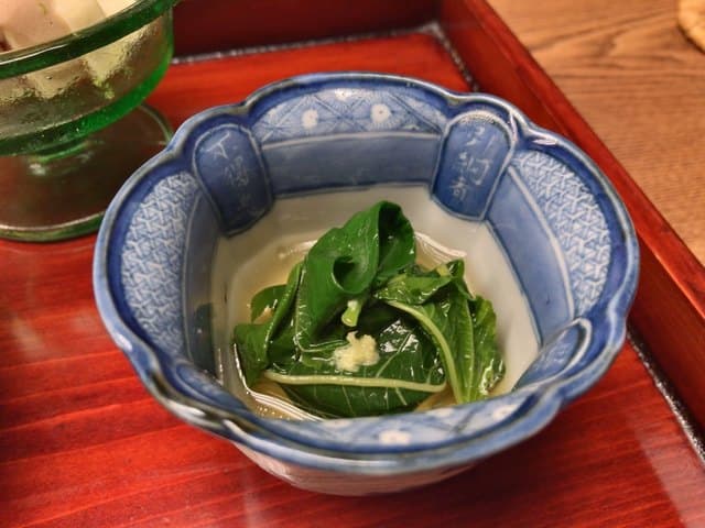 喫茶 山音 - ⚫︎先付・茄子とモロヘイヤのおひたし