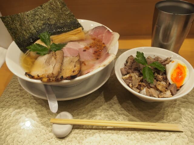 なにわ 麺次郎 - 特製 黄金貝らーめん ＆ あぶりちゃー丼セット