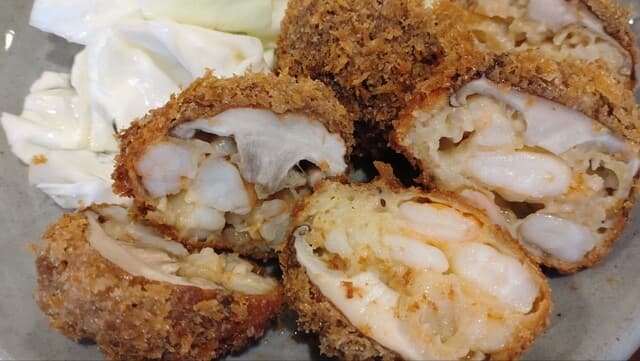 とんかつ武蔵 - 海老椎茸の断面