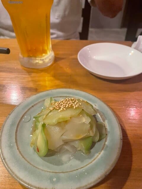 中華バル 藍天 - 緑のザーサイ