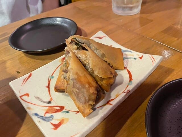 中華バル 藍天 - さんまときのこの春巻き