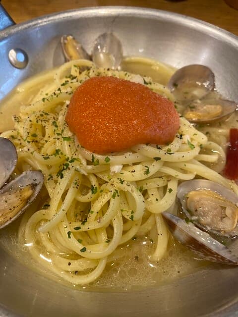 めんたいこ生パスタの店 マルゲッタ - 「明太子とあさりのボンゴレ」980円