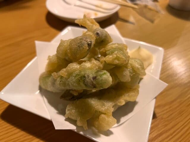 やきとり たぬき - アスパラビール揚げ