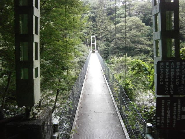 絶景の宿　龍峡亭 - 遊歩道の散策　吊り橋を渡る