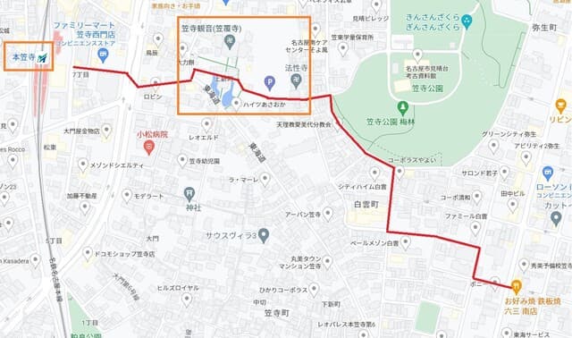 六三 - 駅からの経路