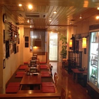 The interior of the restaurant has a Japanese-modern style.