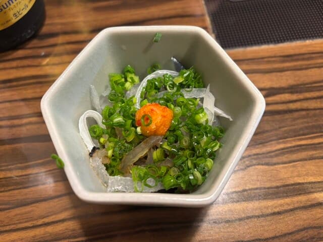 테사, 테치리, 그리고 튀김까지, 천연 오징어 세트입니다. 비렛주도 맛있어요.